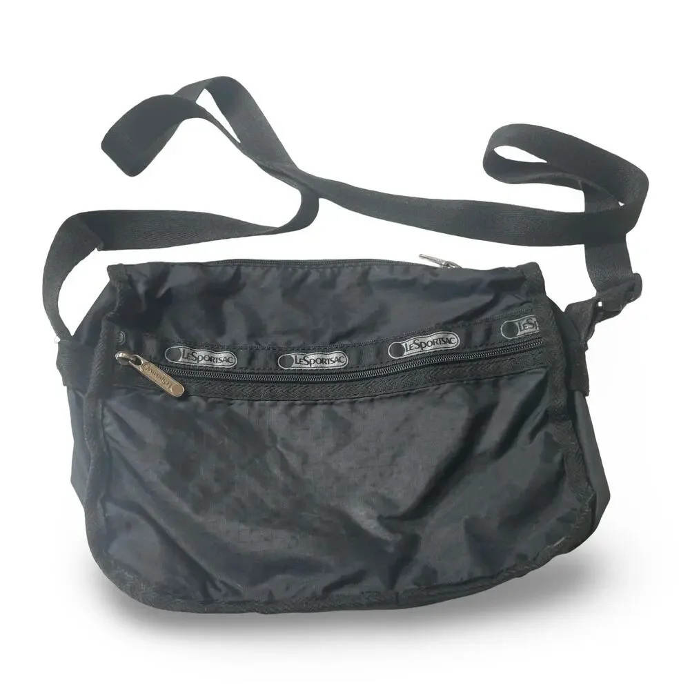 LeSportsac Black Nylon Crossbody Messenger Bag Adjustable Strap 11 x 8.5